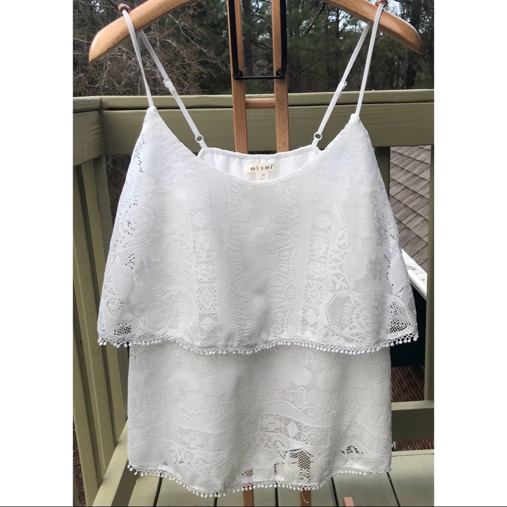 Francesca’s White Flounce Tank